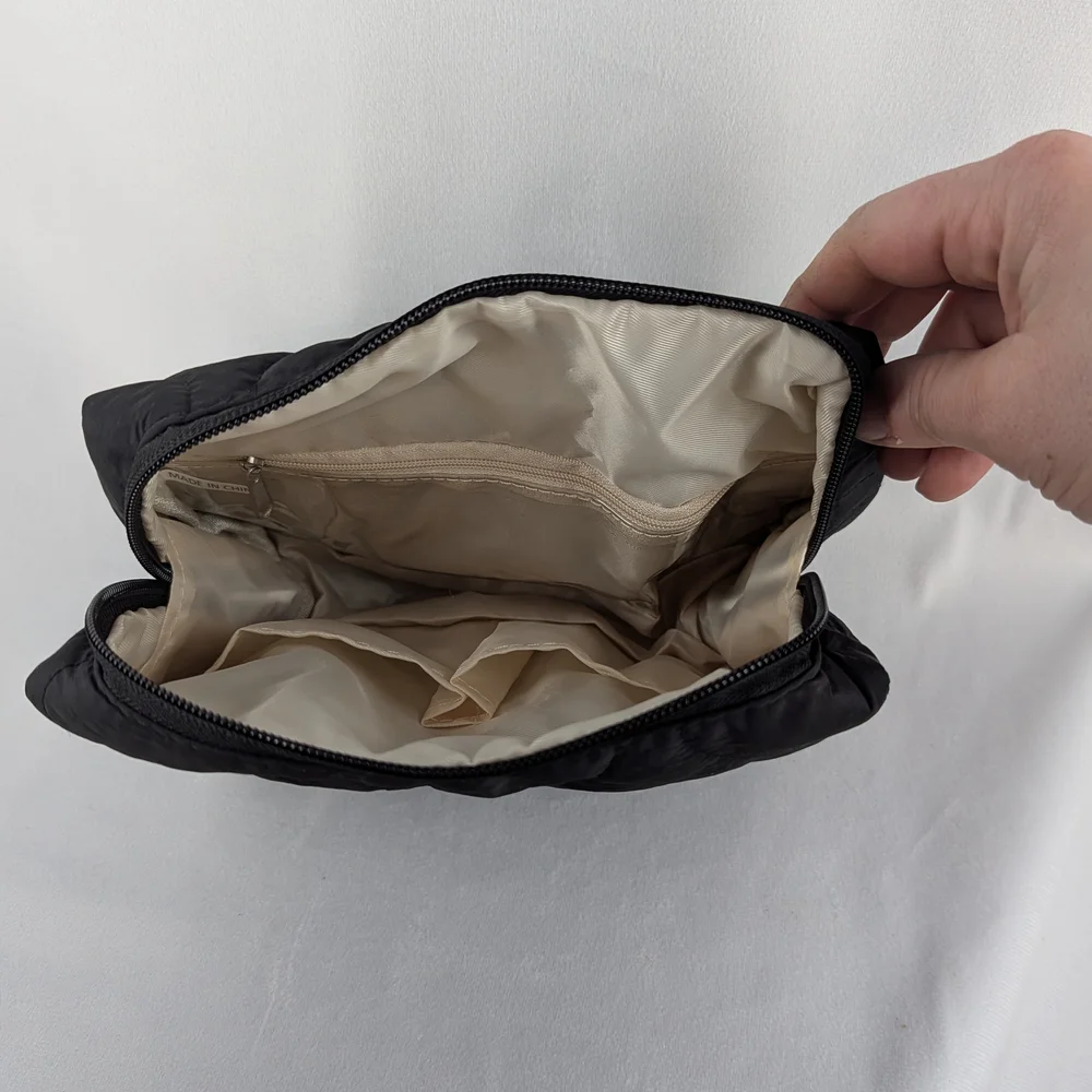 Black Quilted Cosmetic Bag NWOT